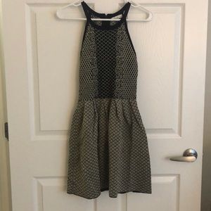 Parker Black & Gold Knit Flare Dress!